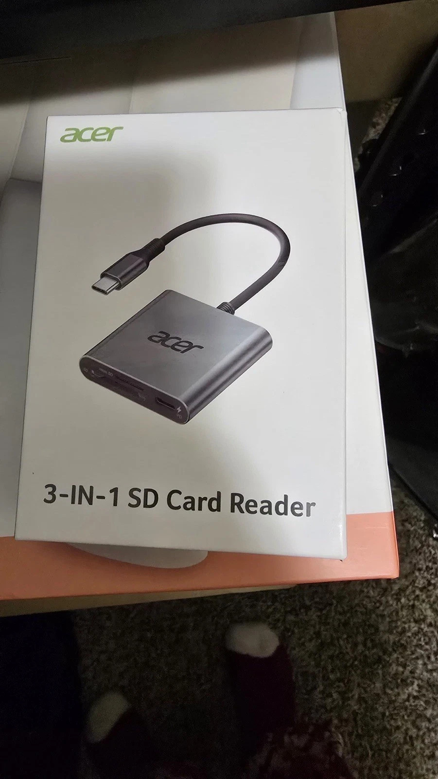 Acer SD Card Reader USB C, 3 in 1 Memory Card Reader with Dual Slots & USB 3.0,
