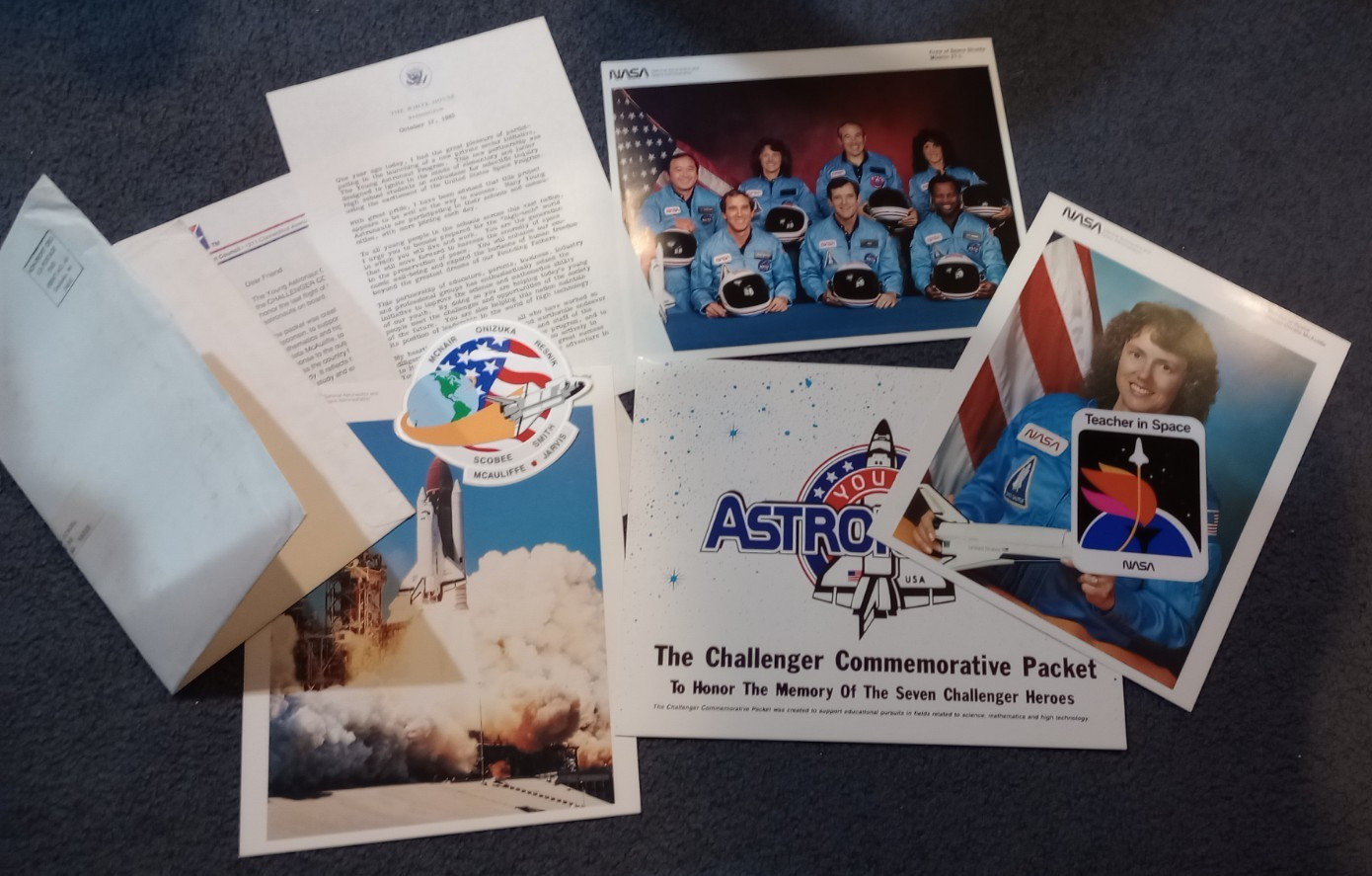 Space Shuttle Challenger Commemorative Packet and Photographs Lot VINTAGE 1986