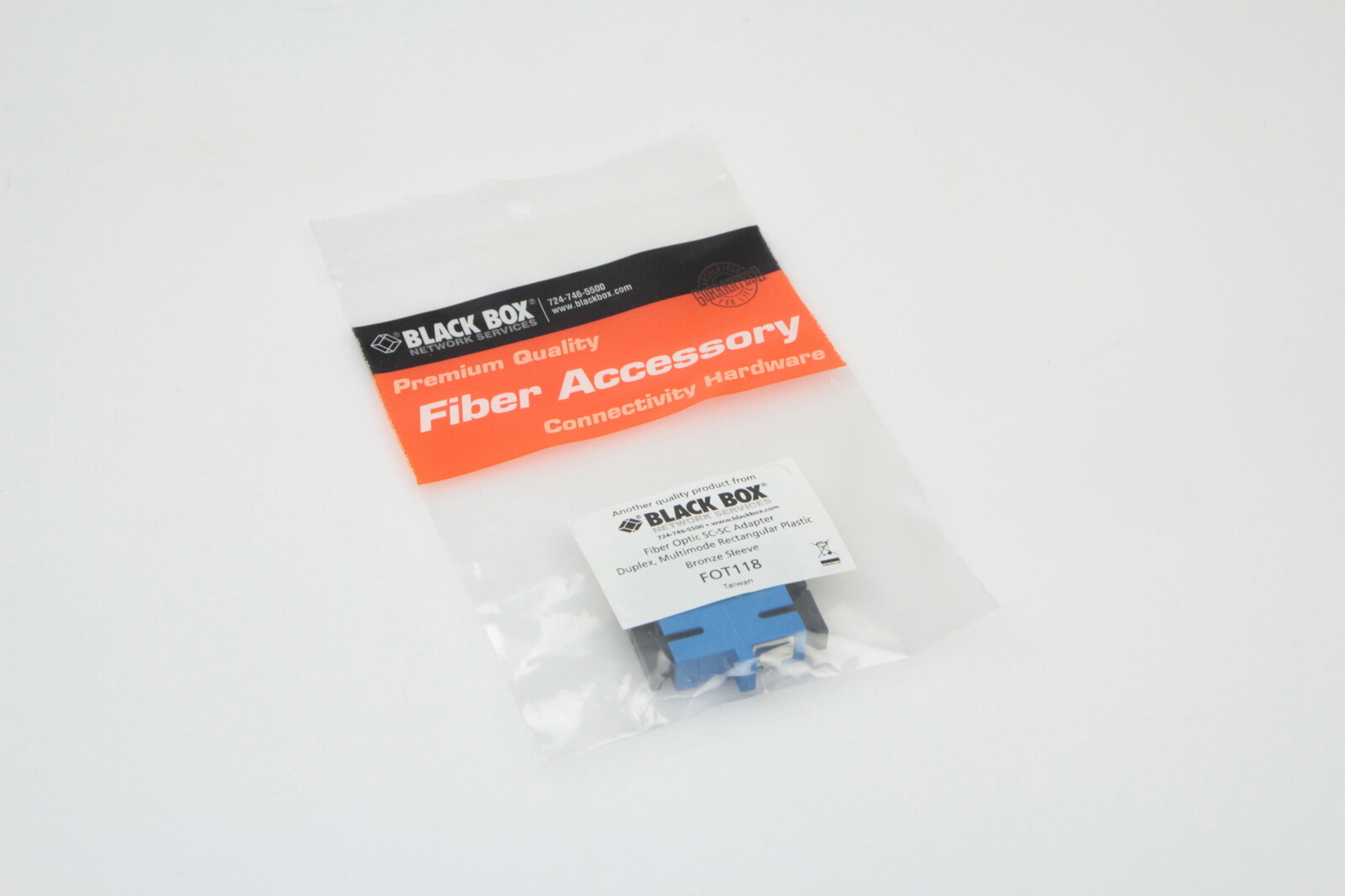 Lot of 50 Black Box Fiber Optic SC/SC Adapter Duplex Multimode Rectangular FOT11