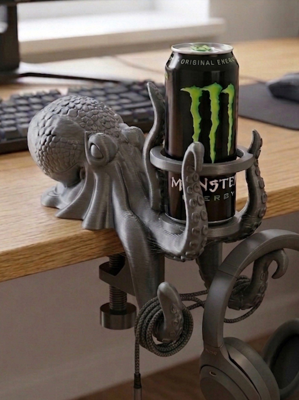 Octopus Cup Holder & Headset Stand Video Game Monster Gamer Desk