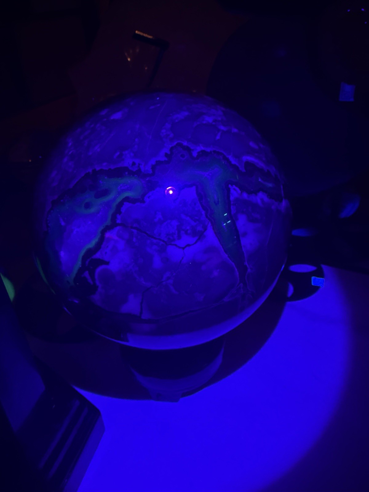 Illuminated Tabletop Globe Blue/Green Plastic Free Standing with Base