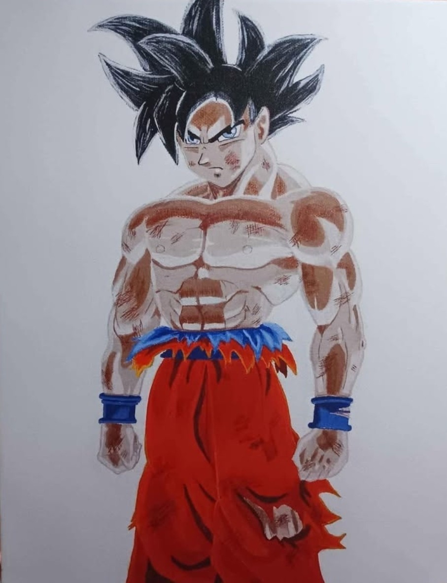 Hand-Drawn Anime Art, Muscular Martial Artist with Spiky Hair