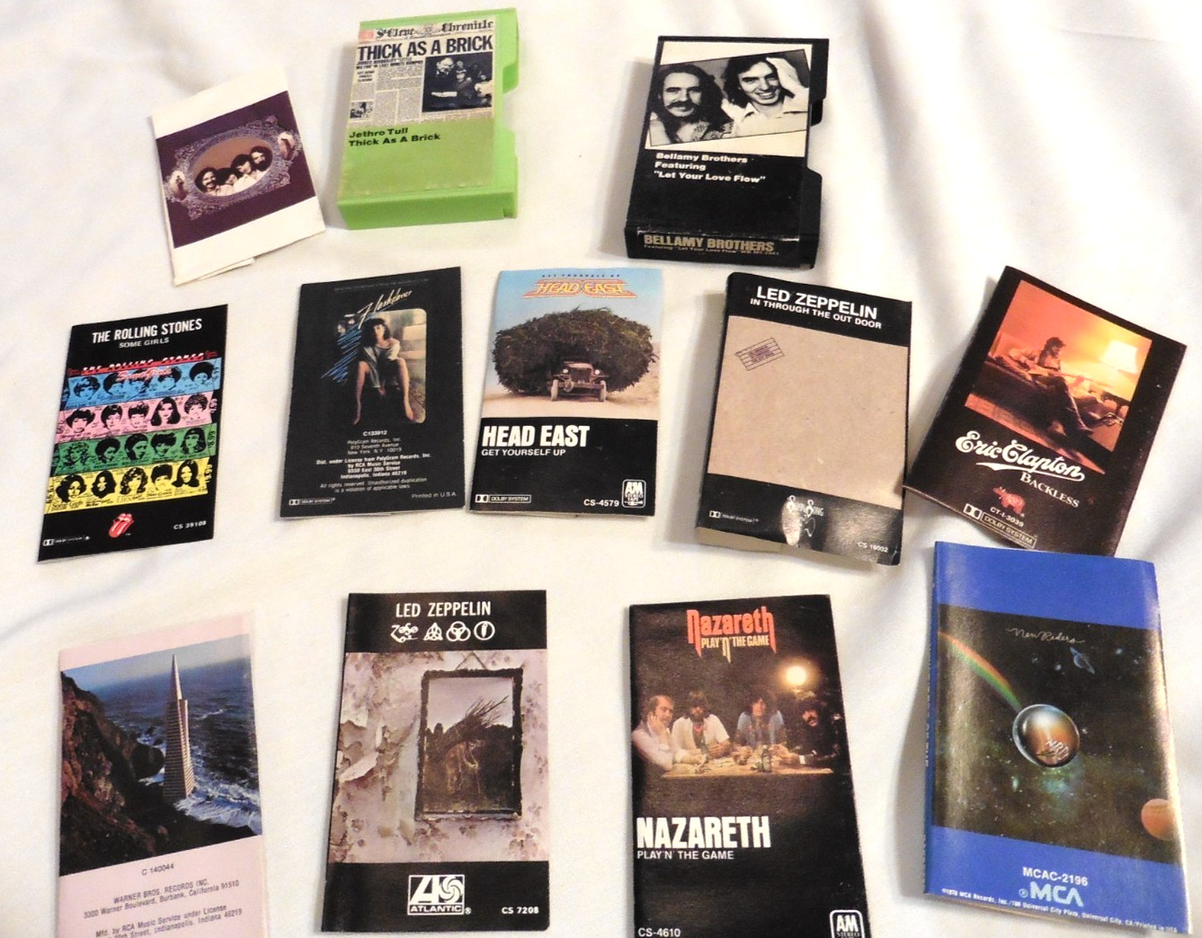 12 Cassette Tape Rock Paper Inlay Art Lot Vintage INLAYS ONLY: Zepplin, Stones++