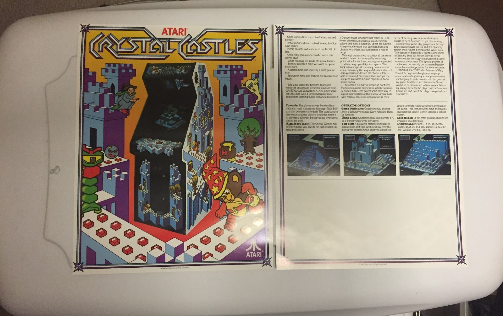 2 1983 ATARI  CRYSTAL CASTLE FACTORY ORIGINAL VIDEO FLYERS MINT