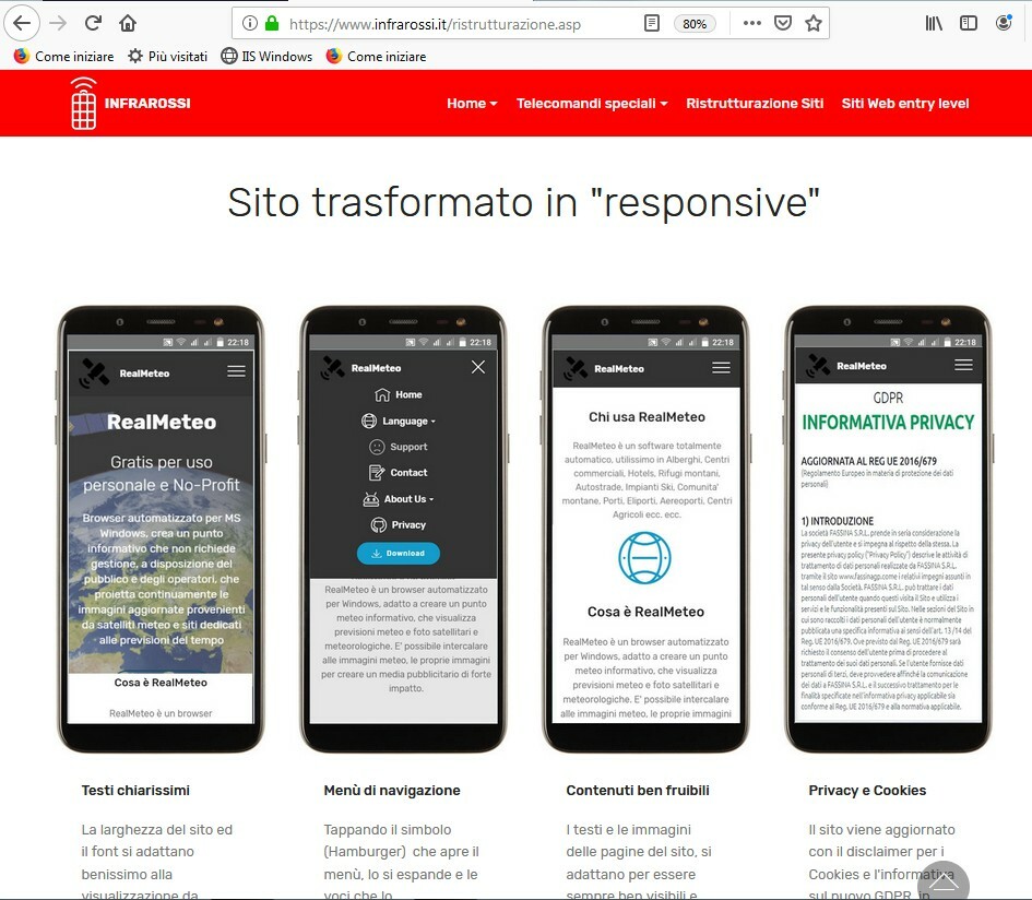 Mobile website (responsive) for companies, artisans, individuals