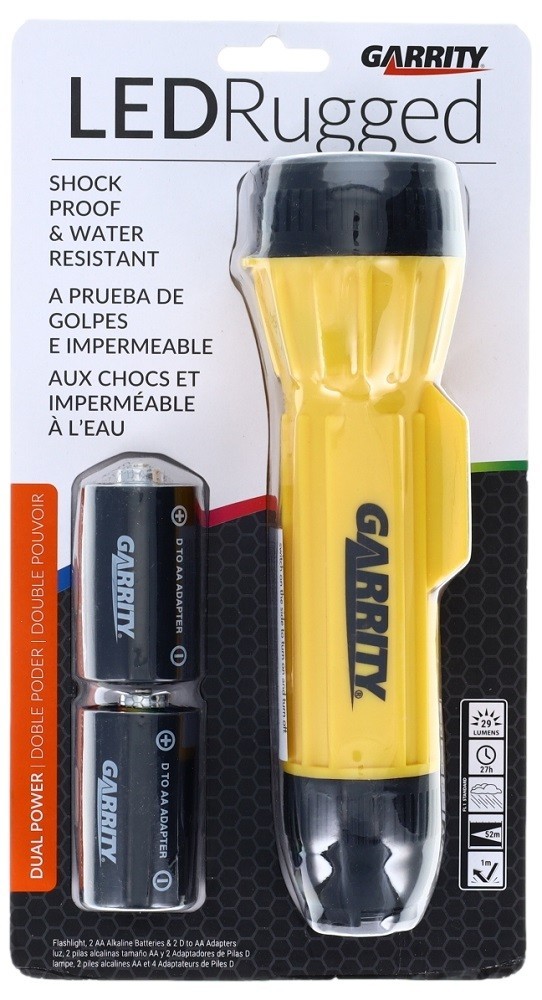 Garrity 60140 LED Light Rugged Flashlight - Water Resistant - Shock Proof