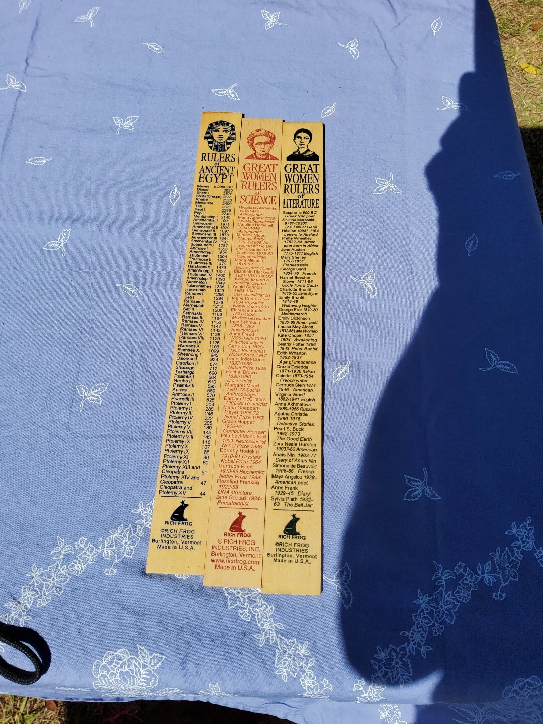 3-Great Women Rulers Wooden 12” Ruler Measure WOMEN OF LITERATURE Science Egypt