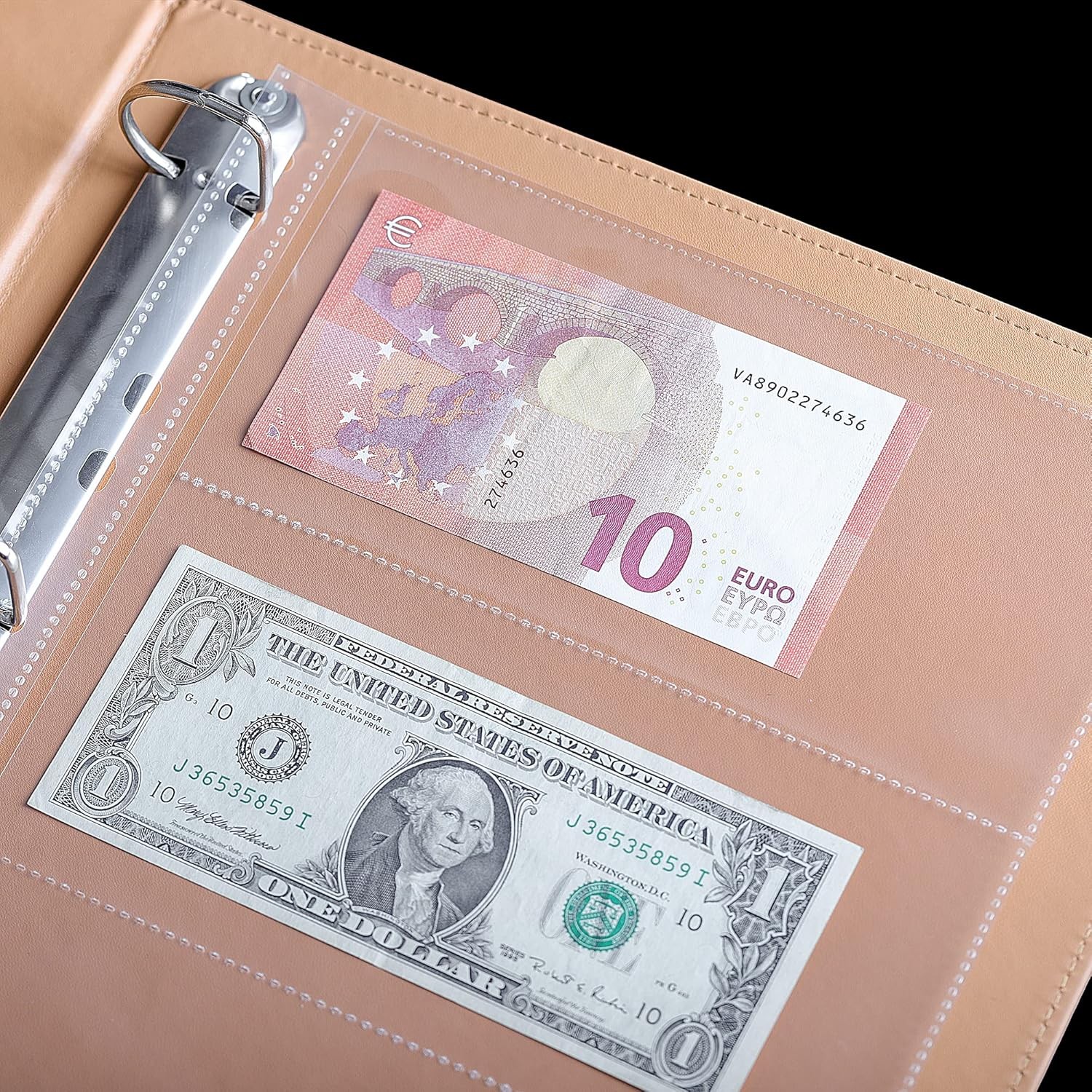 100 Sheets Currency Pages - 3 100 Sheets(3 Pockets/Sheet), Transparent