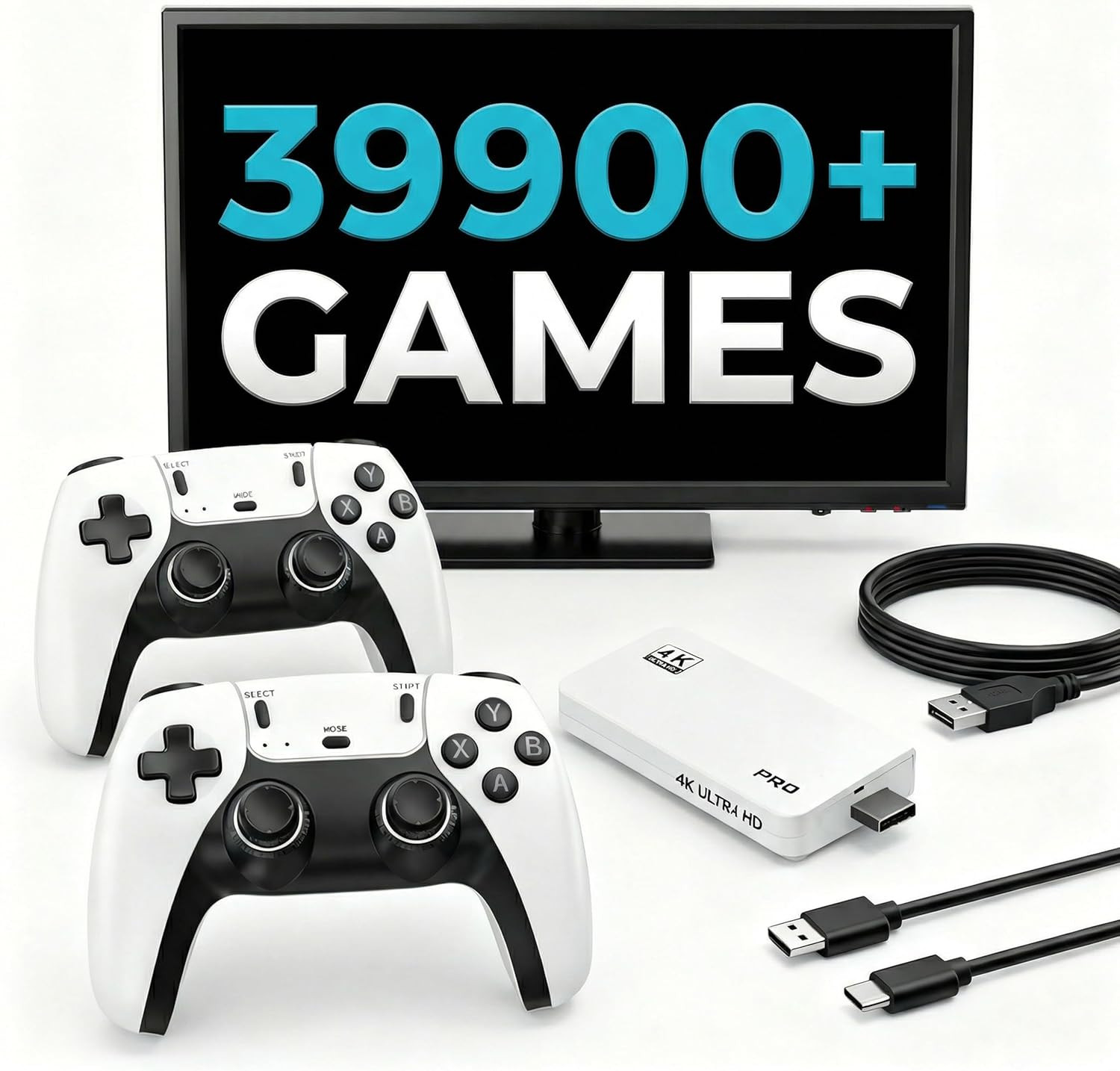 Retro Gaming Console with 39900+ Games, 28 Emulators, 4K HDMI, Dual Controllers