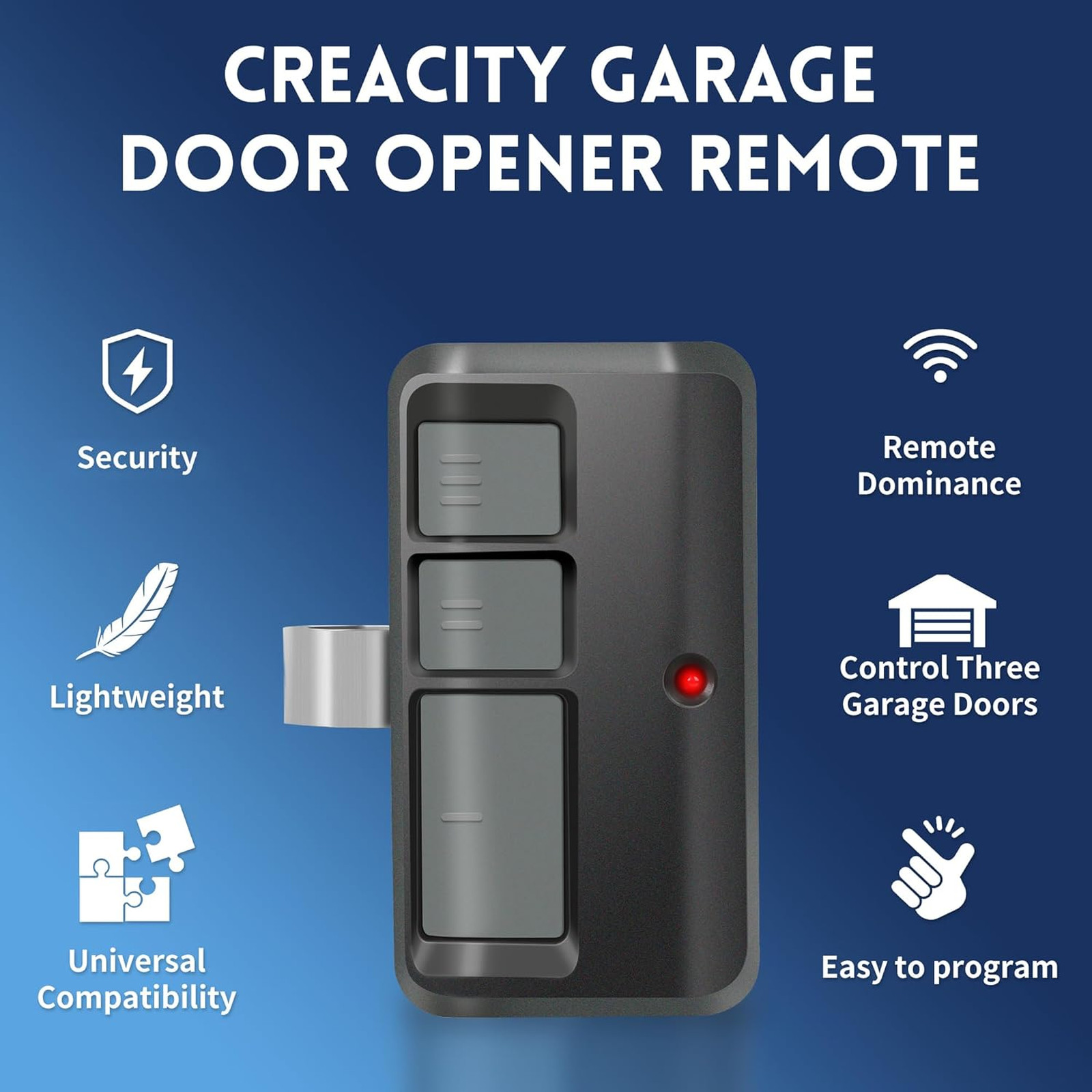 Garage Door Remote Control Pack 2 Universal Security Rolling Code Long Distance