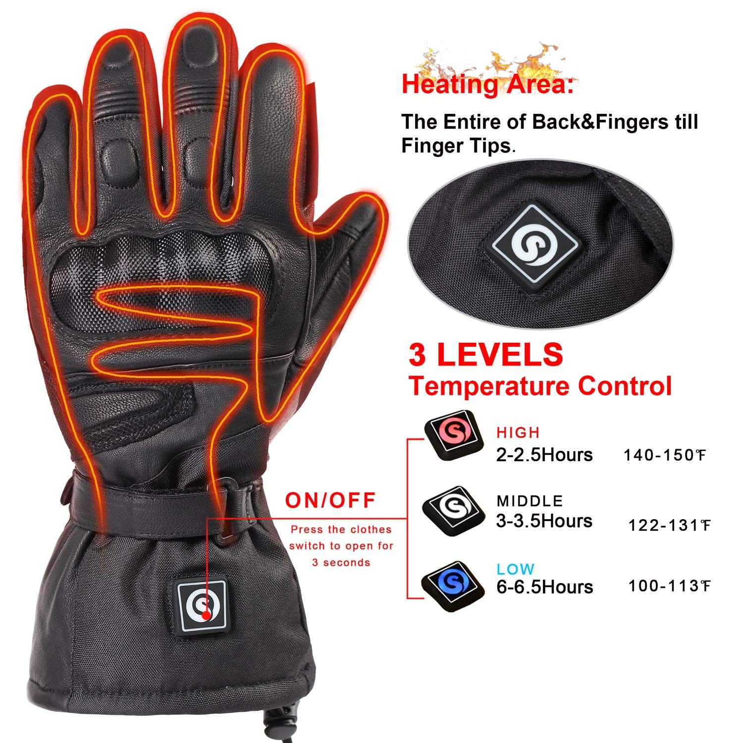 Heated Gloves for Men & Women, Electric Heated Gloves for Motorcycle, Skiing,...