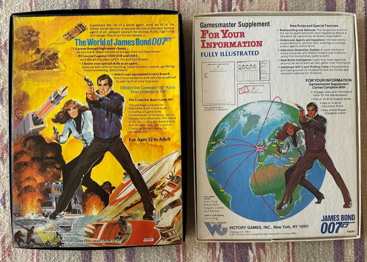 James Bond 007 Basic Role Playing Game & Supplement Victory Games Inc 1983