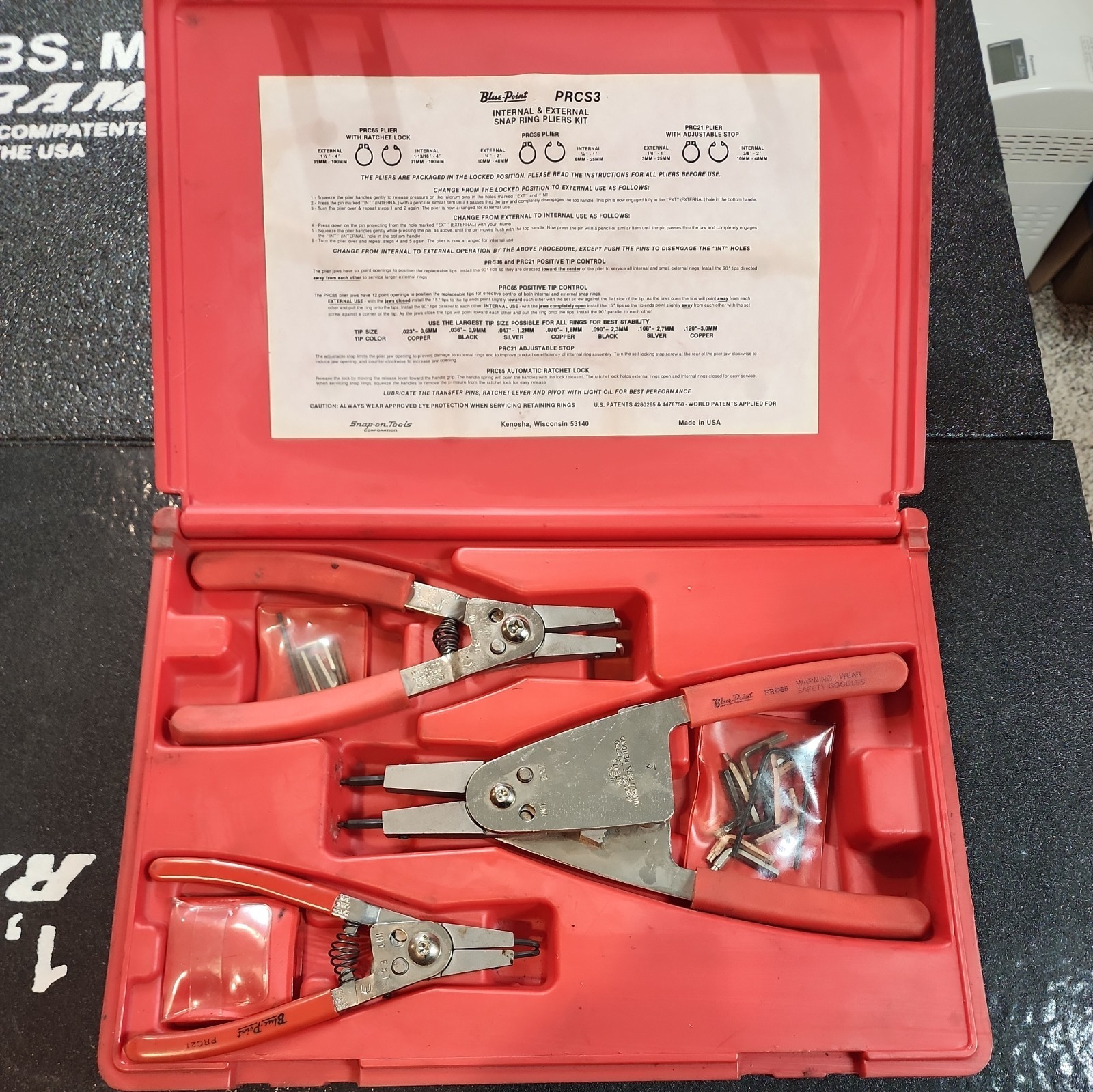 Blue Point Internal & External Snap Ring Pliers Kit PRCS3  by Snap On