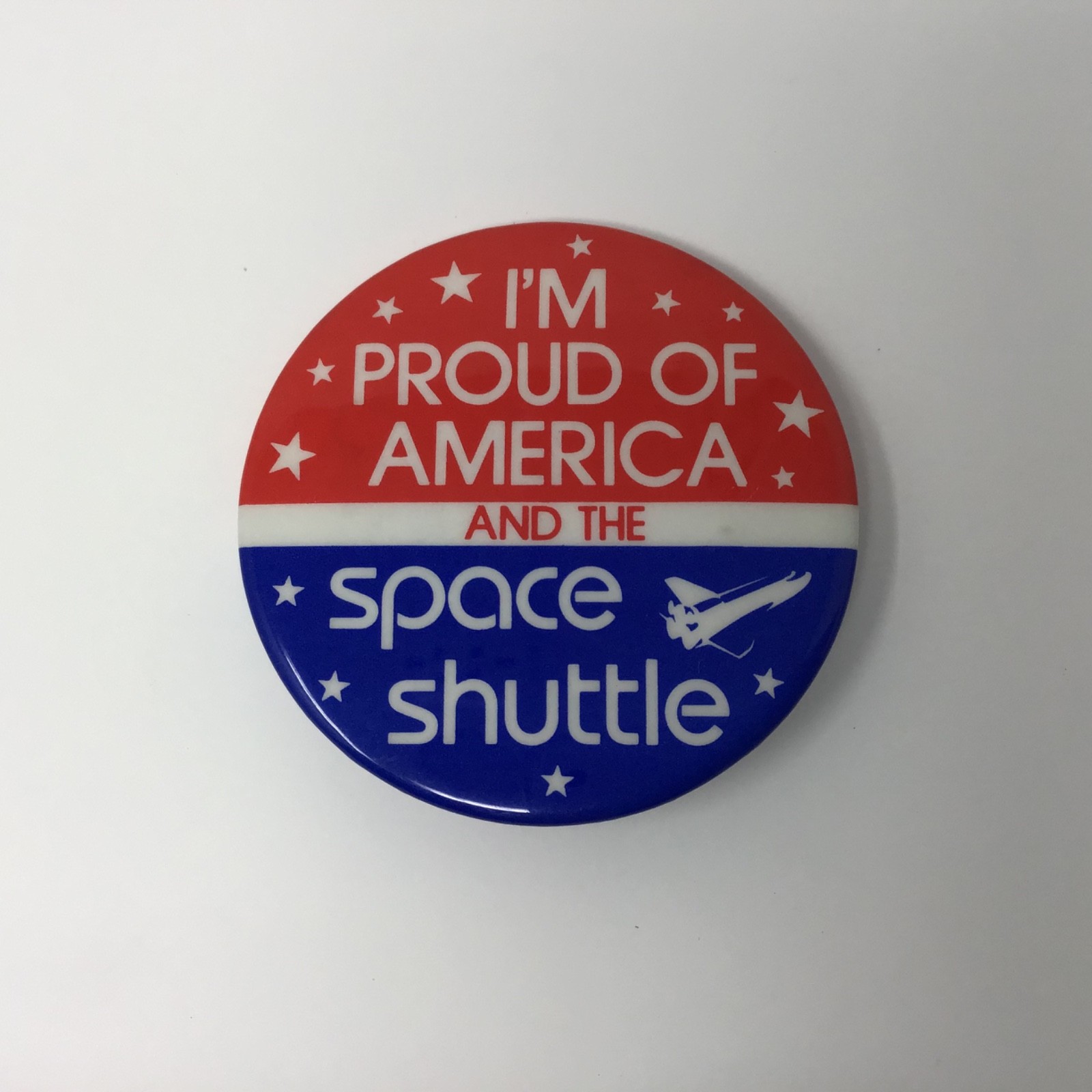 vintage NASA I'm Proud of America and The Space Shuttle Pin 1981