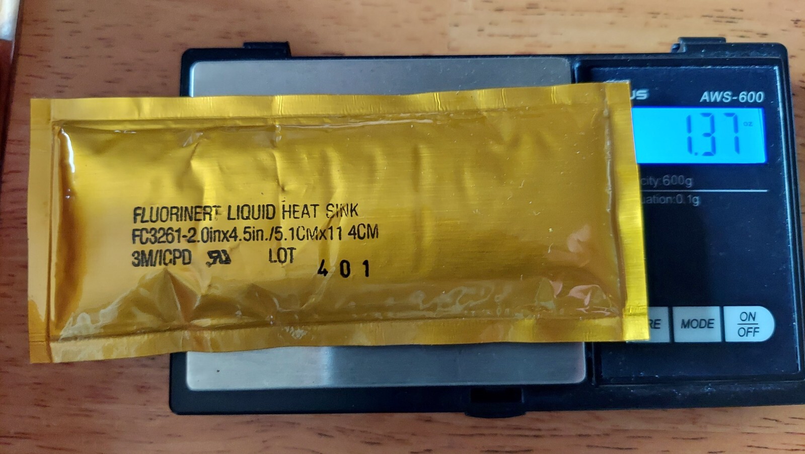Fluorinert FC-3261 Inert Liquid Heat Sink - Estimated at 18 to 20 ml Per Pouches