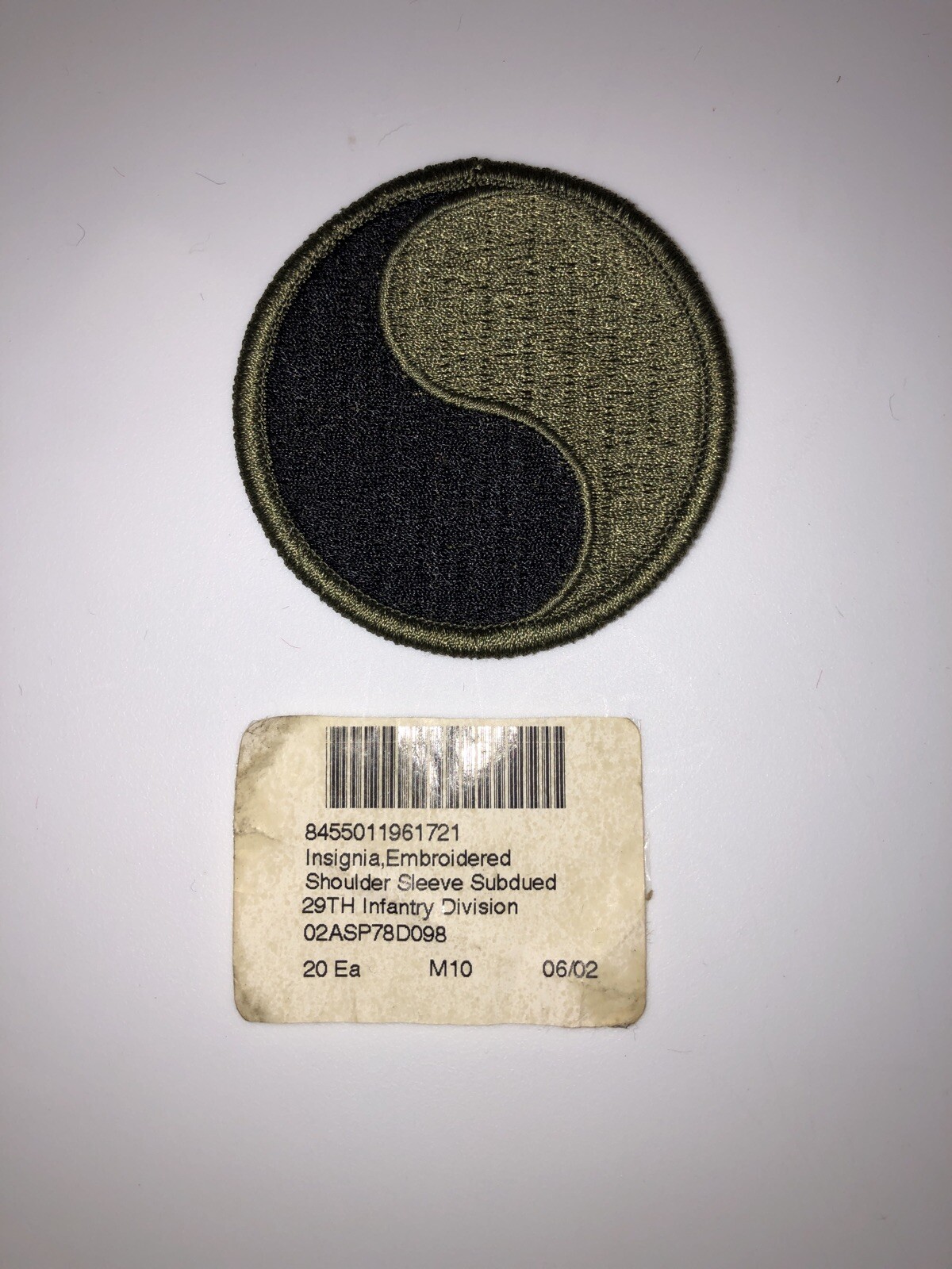 29th Infantry Division Subdued U.S. Army Shoulder Patch Insignia