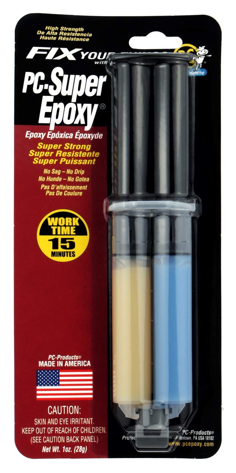 Two-Part Epoxy Adhesive Paste, 1 oz Syringe, Translucent for Strong Bonding