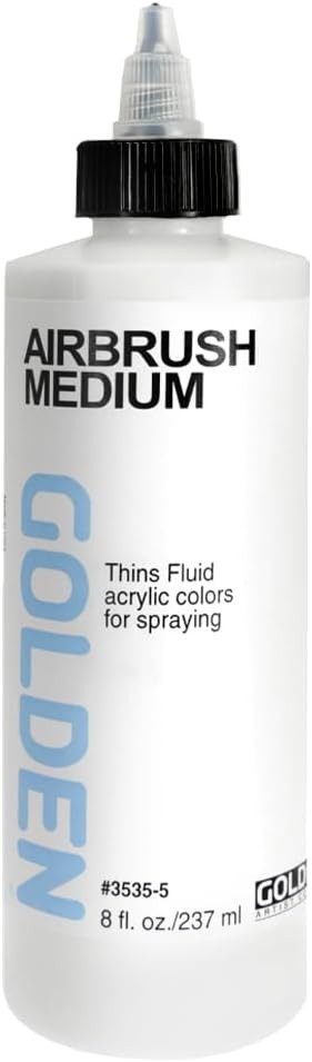 Airbrush Medium by GOLDEN, 8 fl. oz. Bottle, 8 Fl Oz (Pack of 1), White