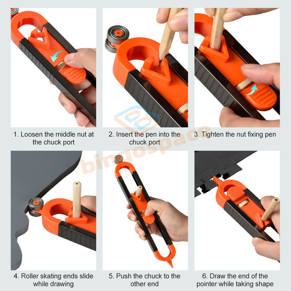 Profile Scribing Ruler Contour Gauge W/ Lock Adjustable Locking Woodworking Tool
