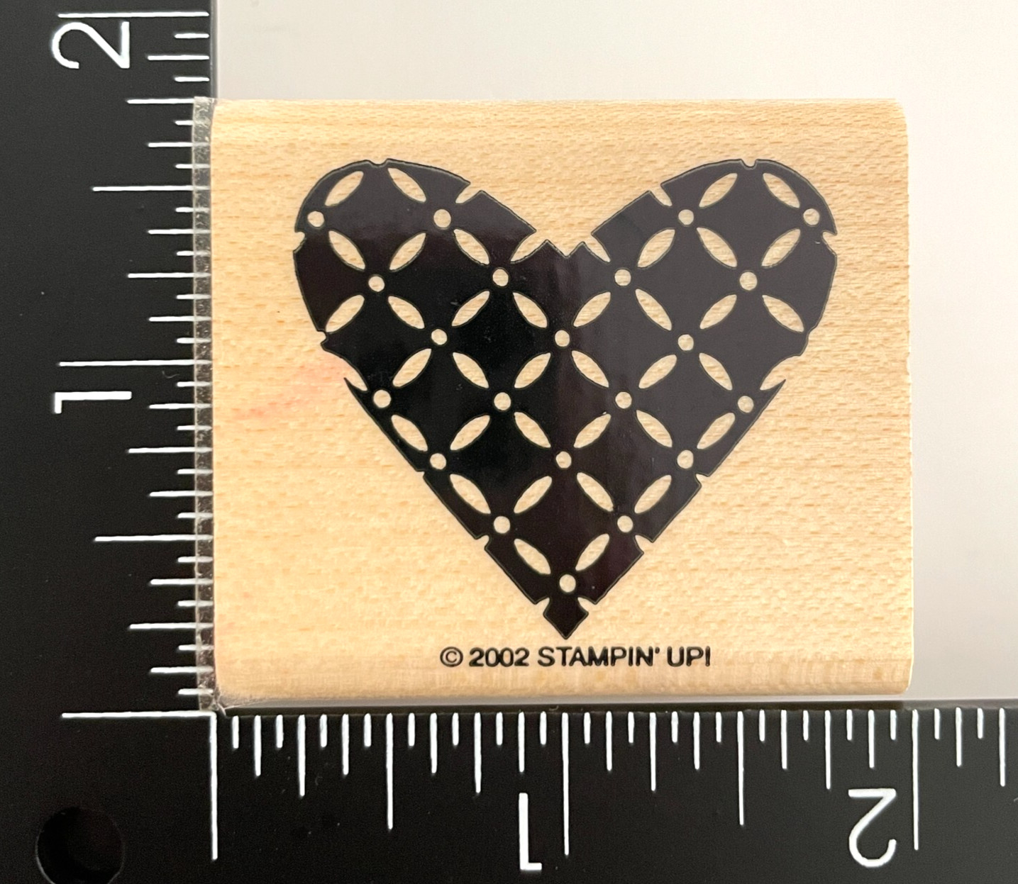 Stampin Up Lattice Heart 1999 Wood Mounted Rubber Stamp