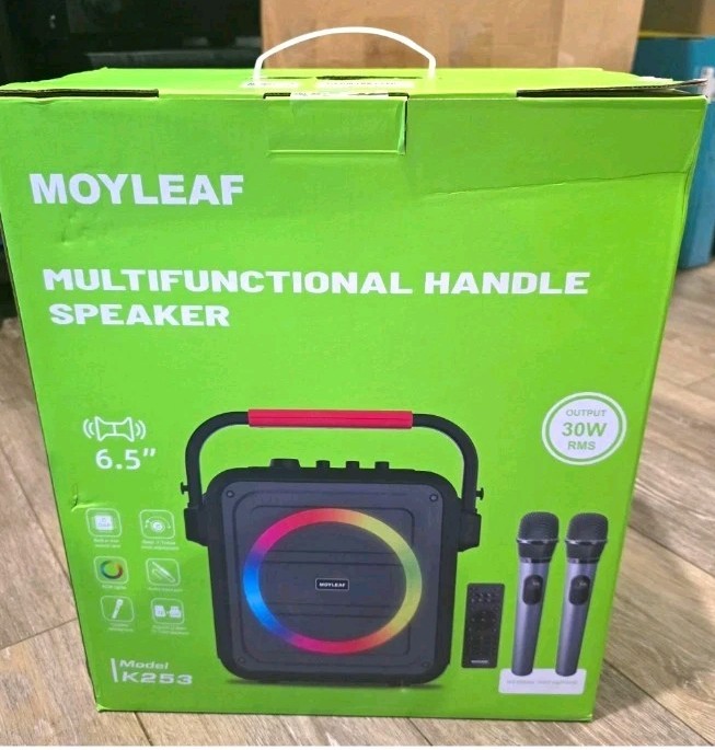 MOYLEAF K253 Portable Karaoke System w/ Mic, Remote, DJ Lights, Green
