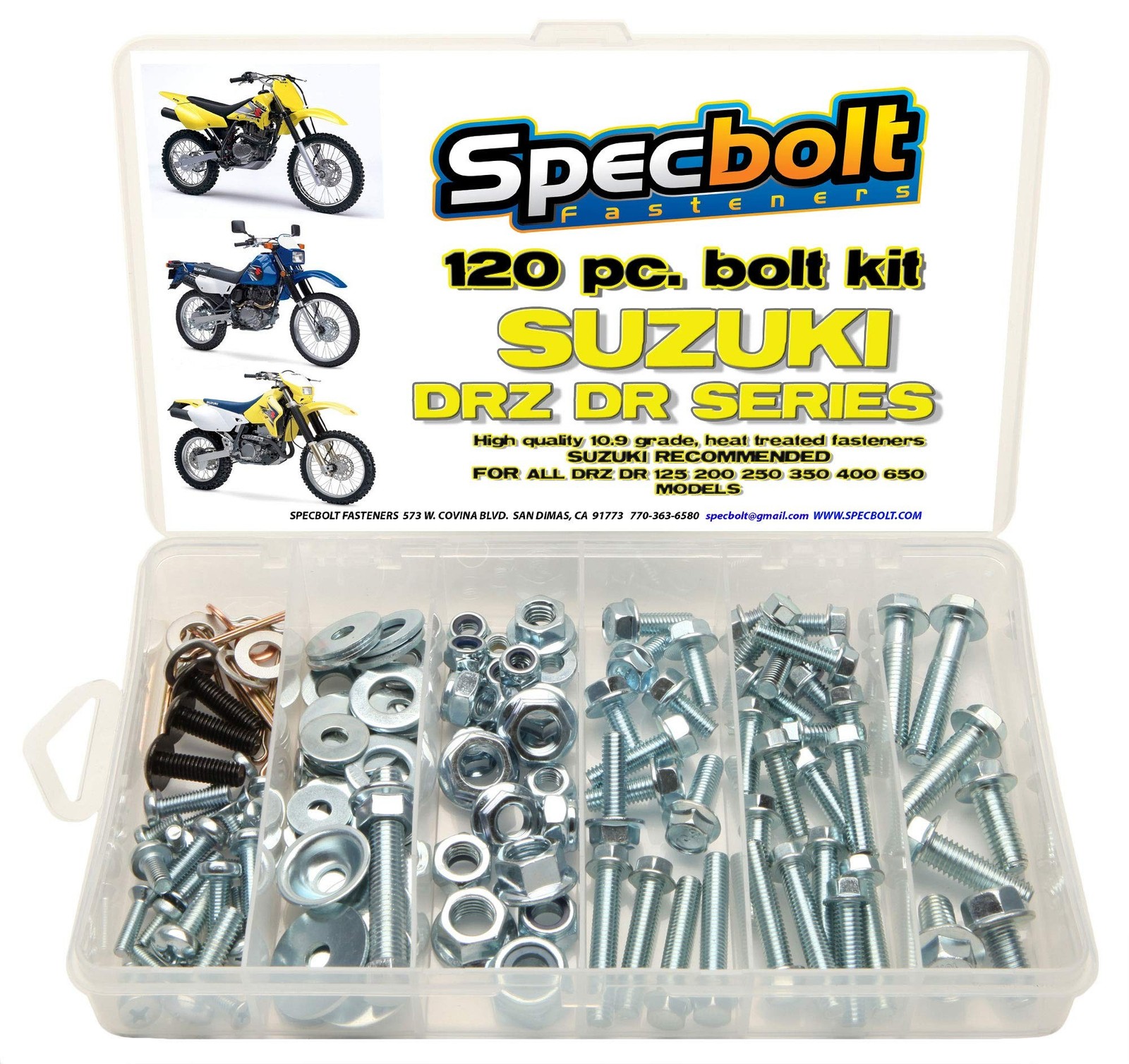120pc Specbolt Suzuki DRZ DR Four Stroke Bolt Kit for Maintenance & Restorati...