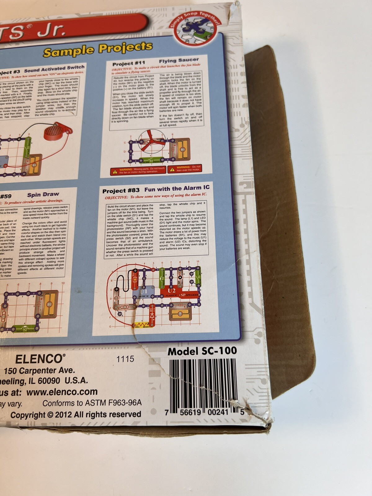 ELENCO Snap Circuits Jr. SC-100 Electronics Discovery Kit - Incomplete