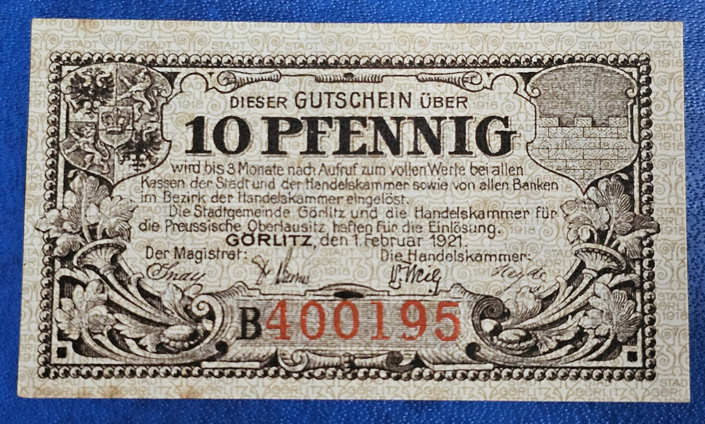 GÖRLITZ (POLAND ZGORZELEC) NOTGELD 10 PFENNIG 1921 GERMANY BANKNOTE [🇩🇪35381]