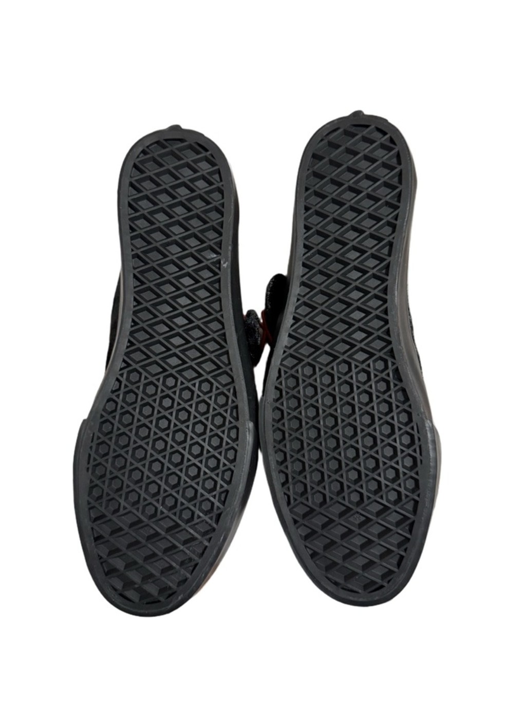 Vans Black Velvet Mary Jane Shoes with Red Heart Buckle
