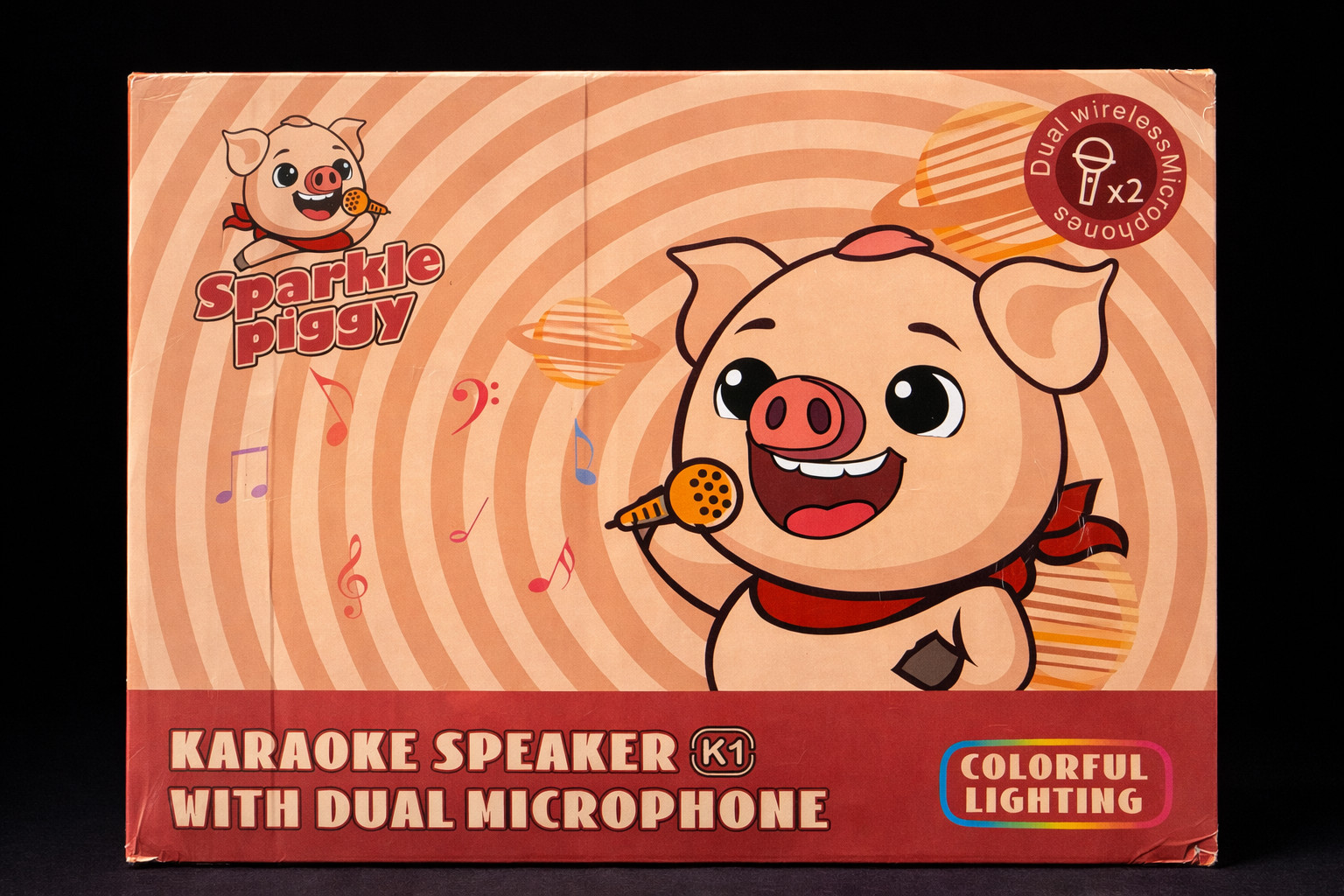 Sparkle Piggy K1 Karaoke Speaker Dual Wireless Microphones Colorful LED