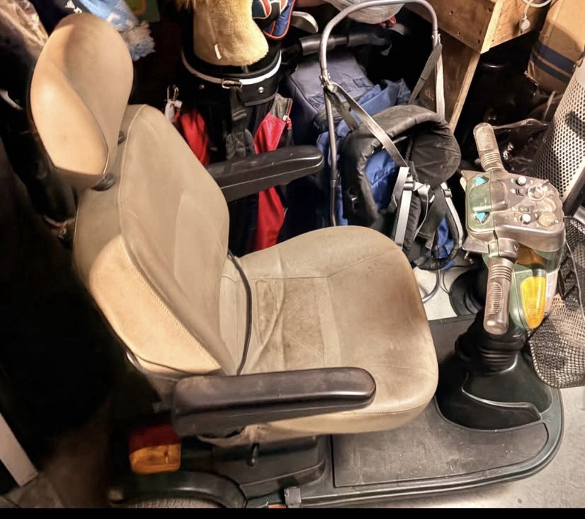 4-Wheel Mobility Scooter Electric/Battery Green/Beige w/ Front Basket
