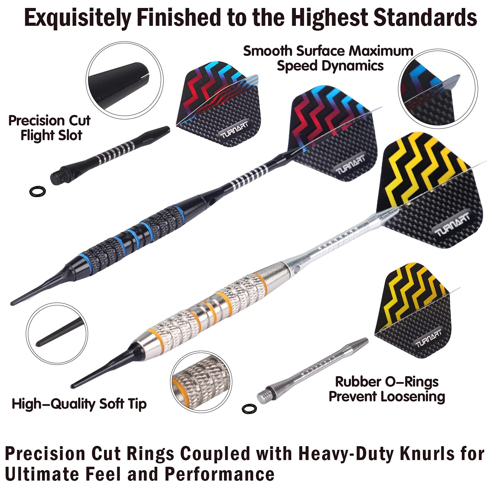 Turnart Darts Plastic Tip - Professional Soft Set for Silver