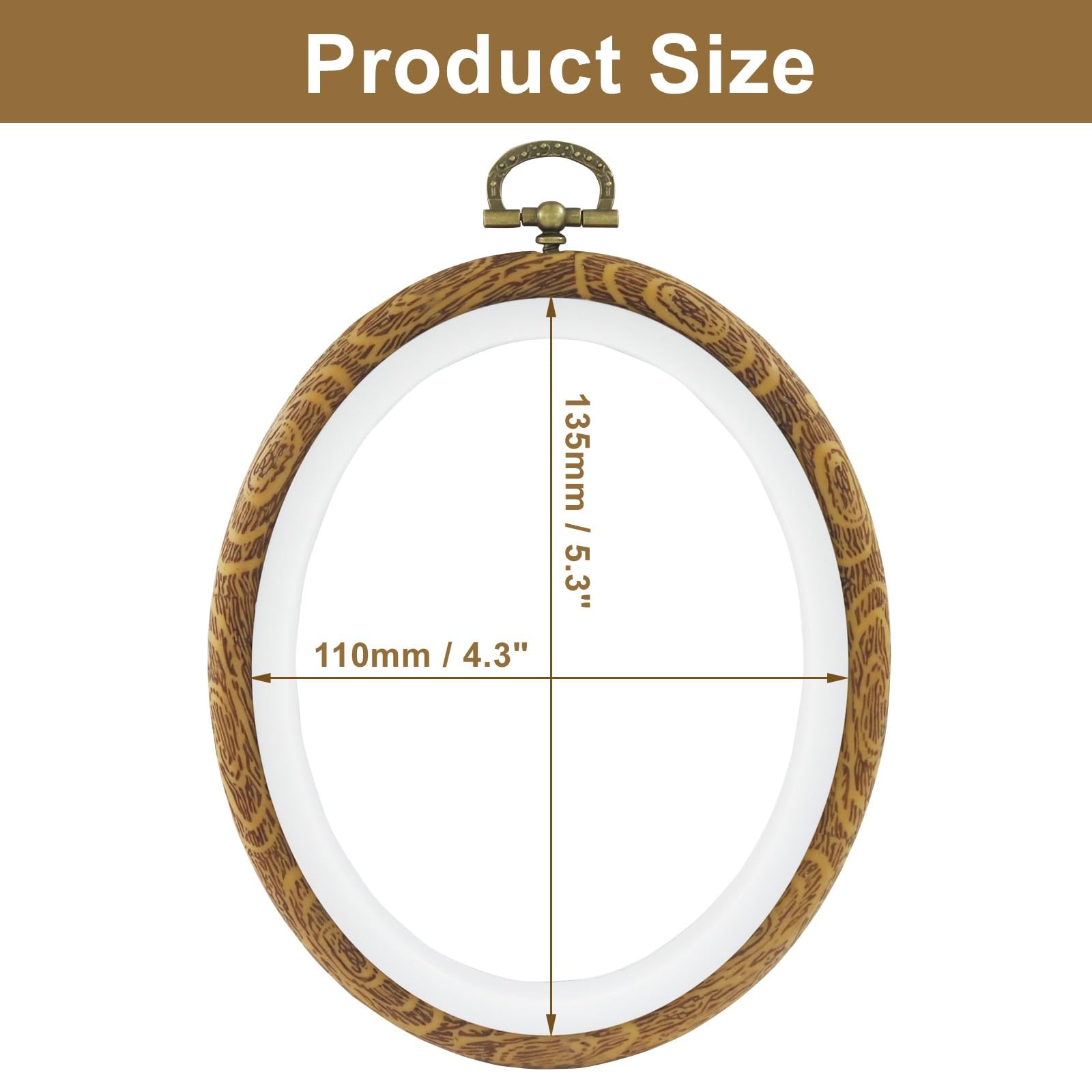 5Pcs Oval Embroidery Hoops 4.3"x5.3" Decorative Cross Stitch Hoops, Vintage C...