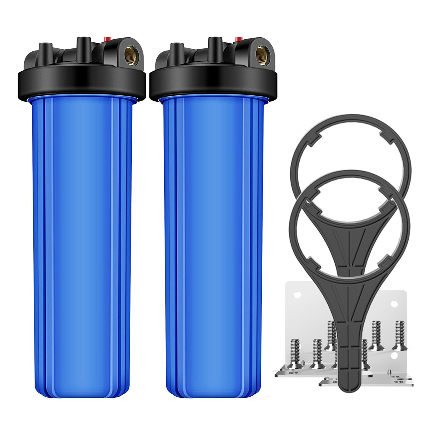 2Pack 20" x 4.5" Big Blue Water Filter Housing For Whole House - 1" Outlet/Inlet