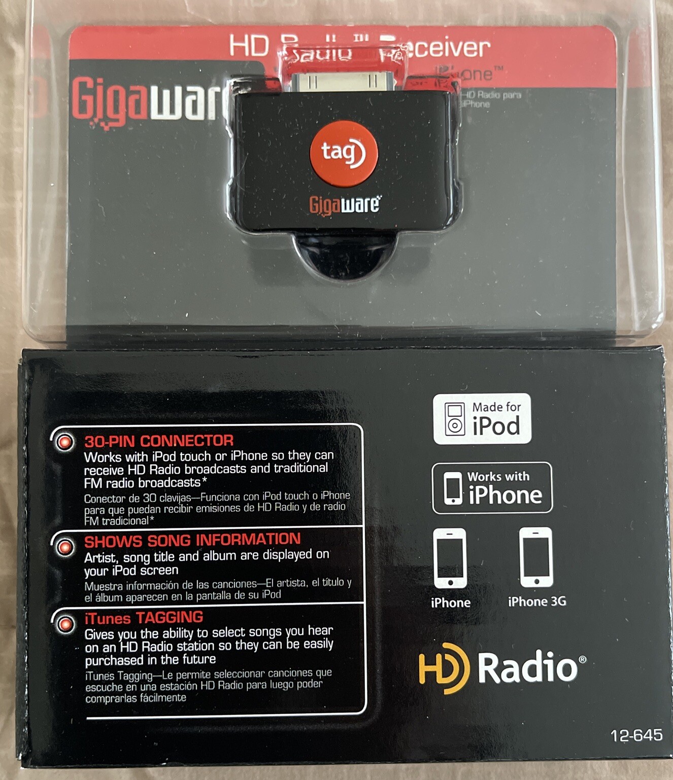 Gigaware HD Receiver Radio for iPod Touch Or iPhone 12-645 Open Box————-34