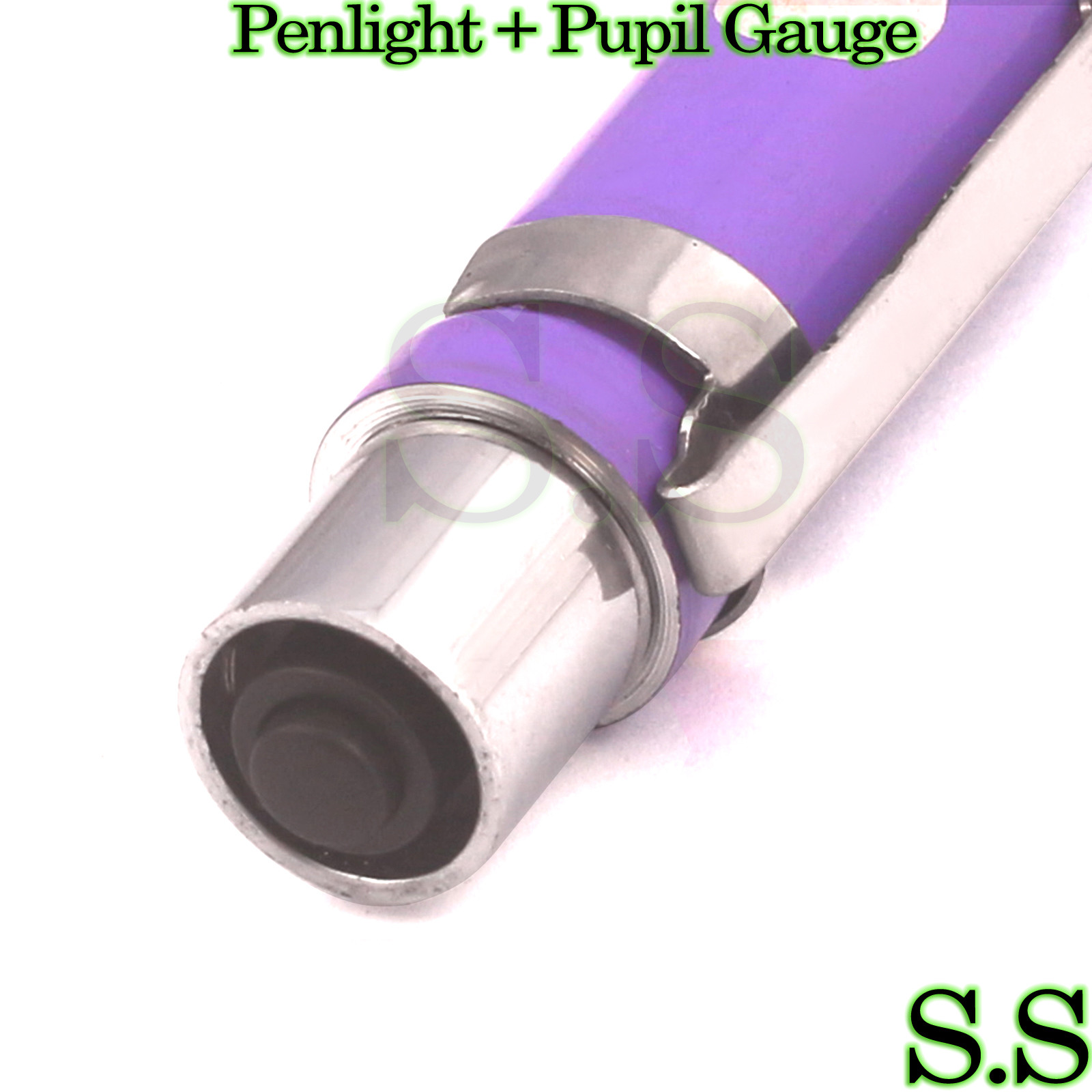 LED Medical Diagnostic Reusable Penlight + Pupil Gauge Purple