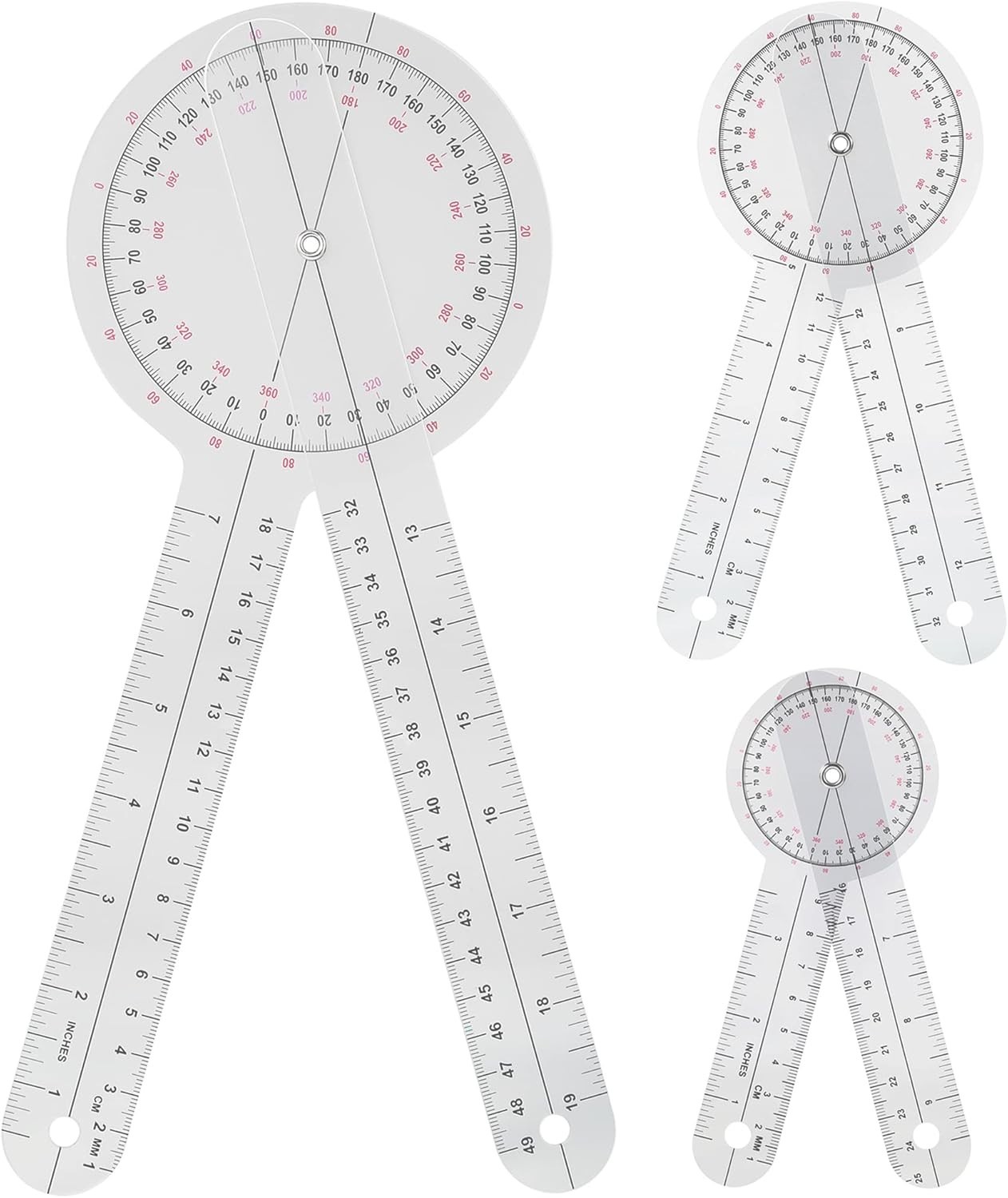 Durable 360° Goniometer Kit - Clear Markings & 3 Sizes for Therapy Excellence