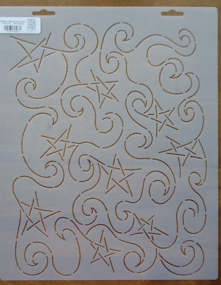 Stencil Quilting God Bless America Bkgd VN63 QC 10 1/2x14" 26.7x35.6cm stars