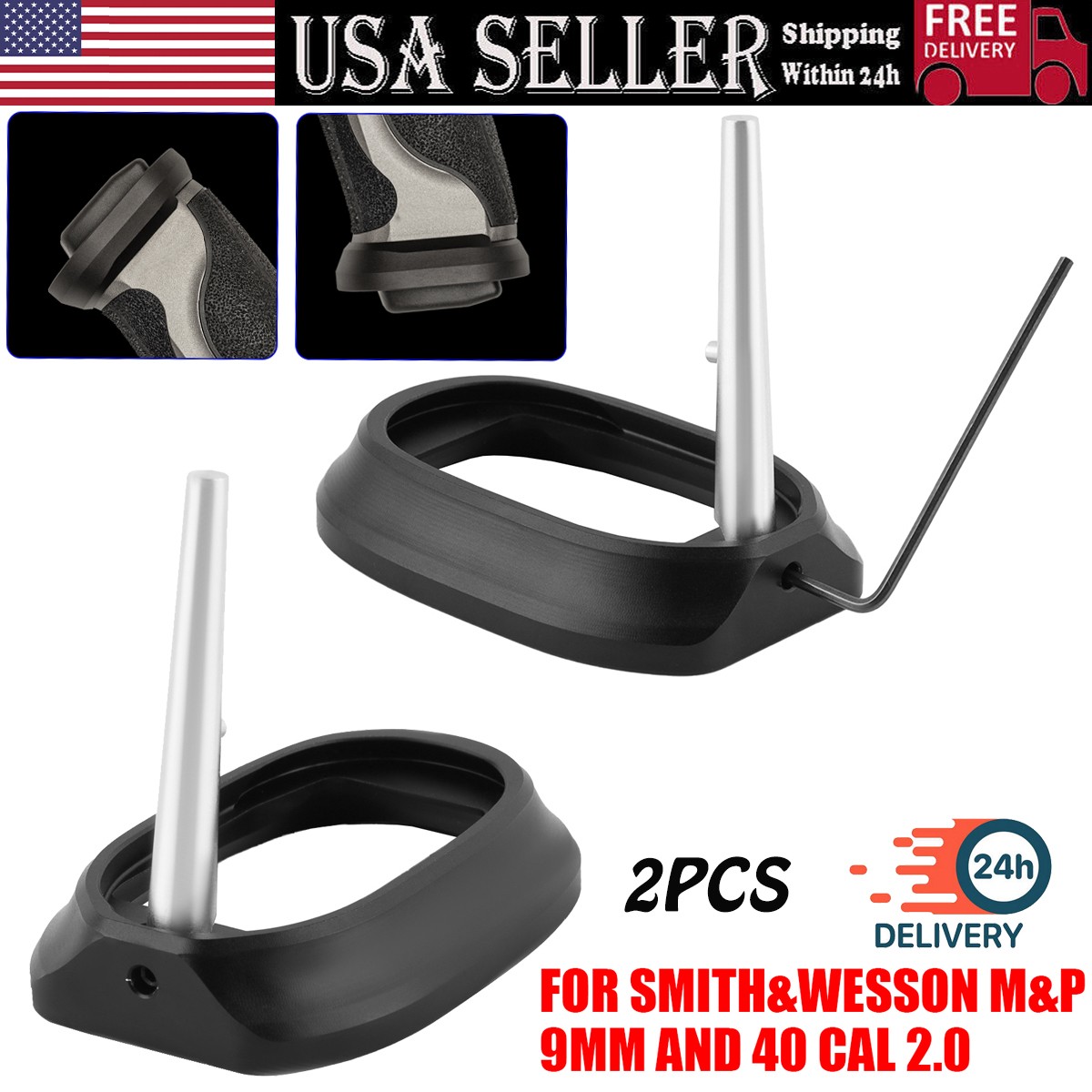 2X Aluminum Magwell for Smith Wesson M&P 9mm &40 Cal 2.0 Full Size Magazine Well