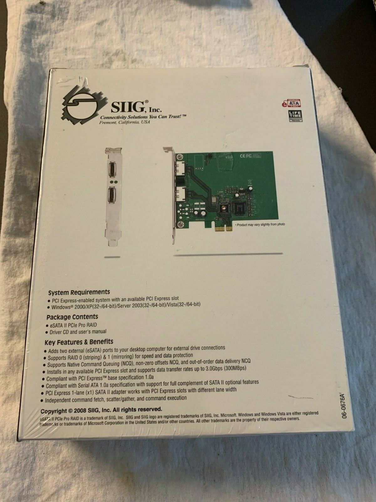 SIIG ESATA II PCIE PRO RAID CONTROLLER SC-SAE312-S3