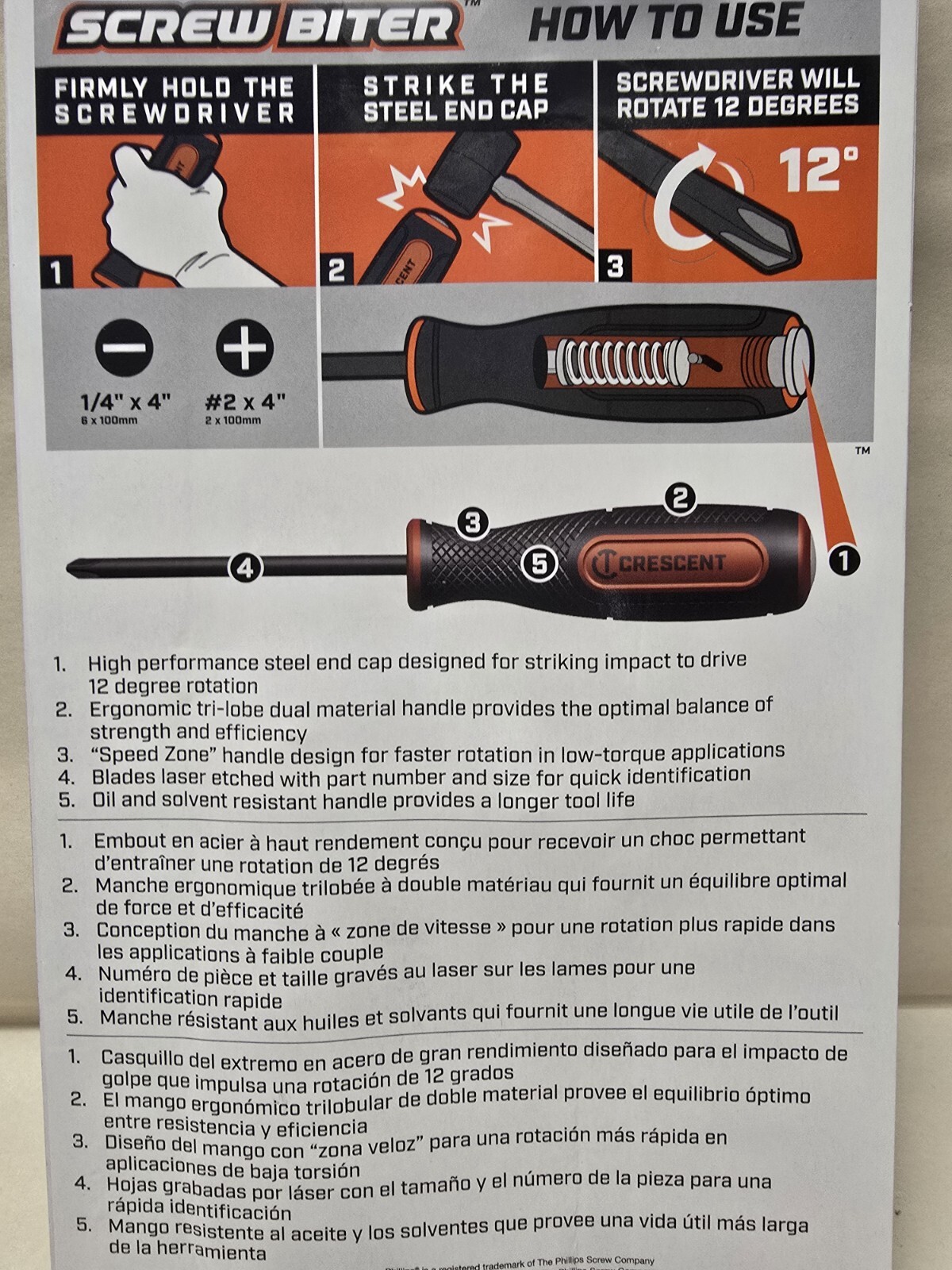 Crescent 2 Pc Impact Extraction Screwdriver Set Screw Biter