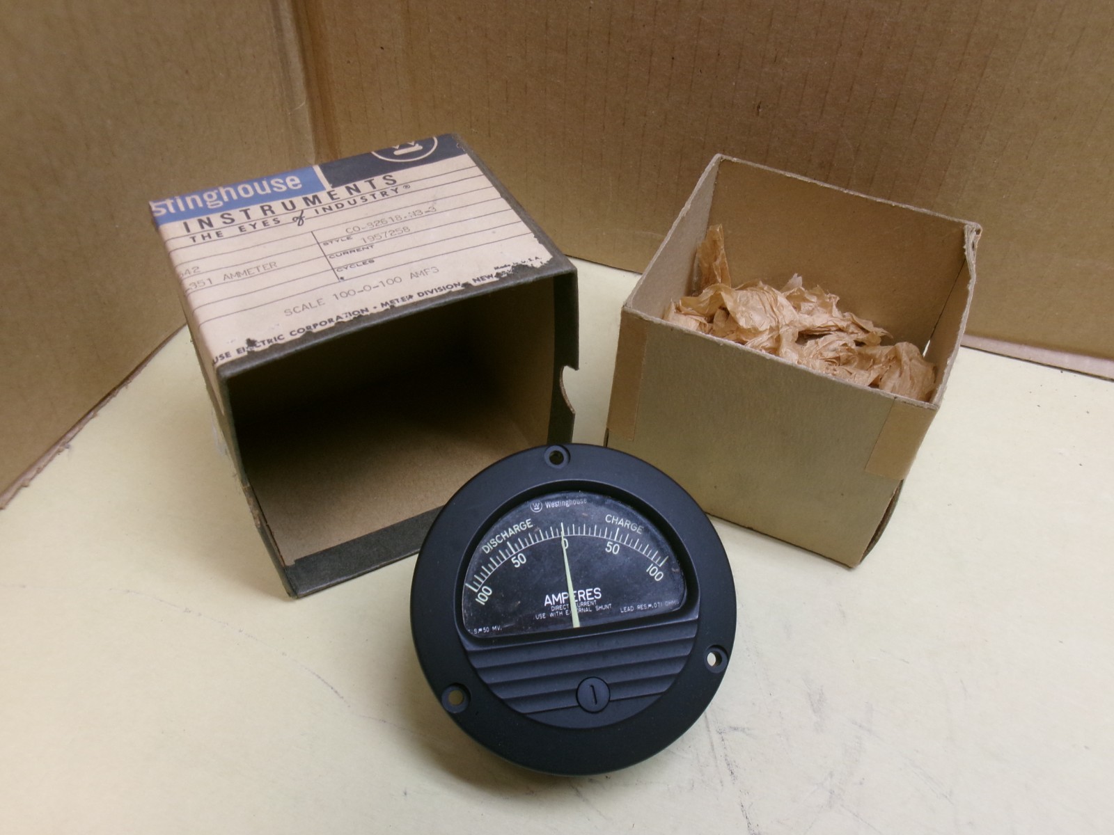 Westinghouse NX-351 Ammeter, 100-0-100 Amps