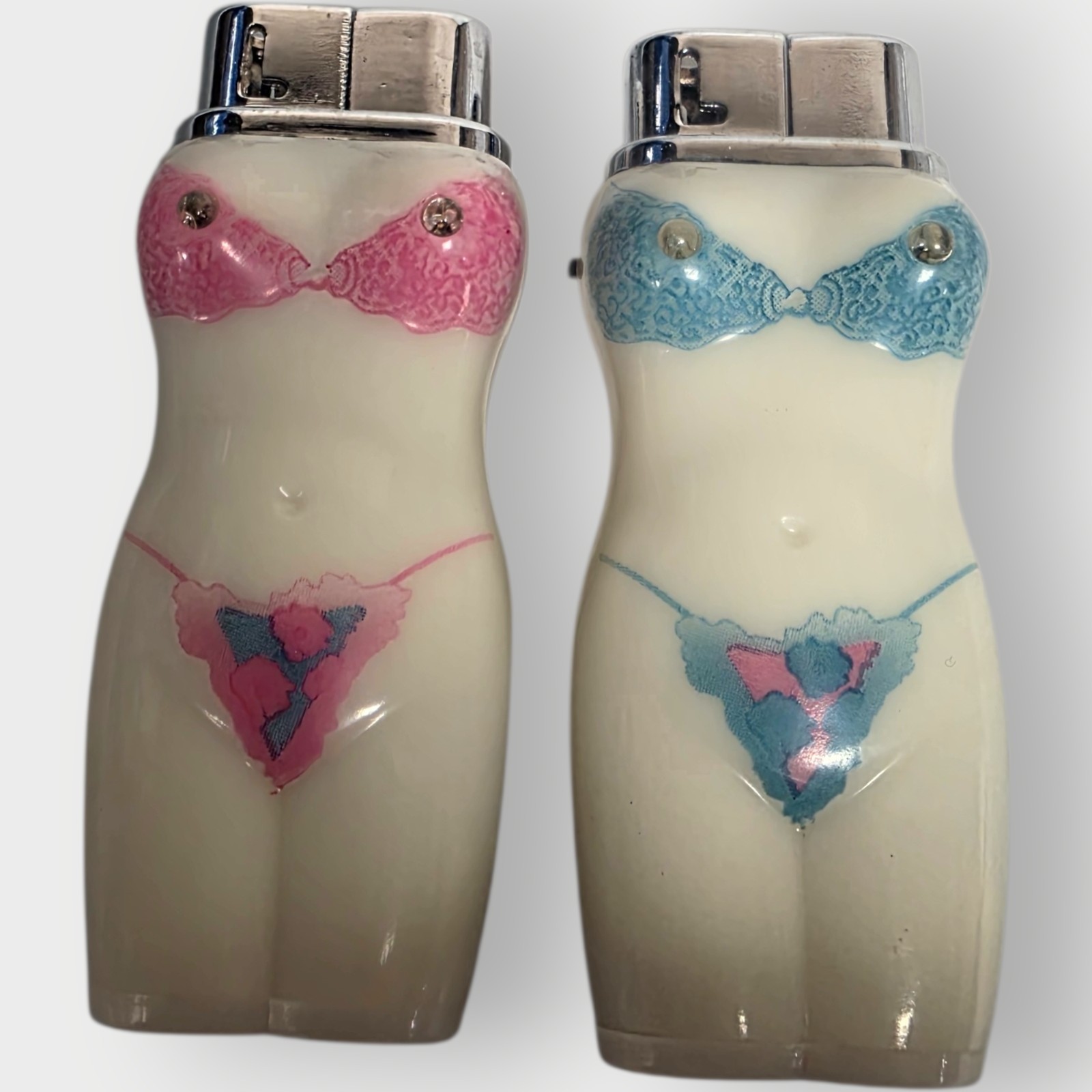 LOT OF 2- VINTAGE Novelty Butane Lighters BIKINI Female Busts Early 2000