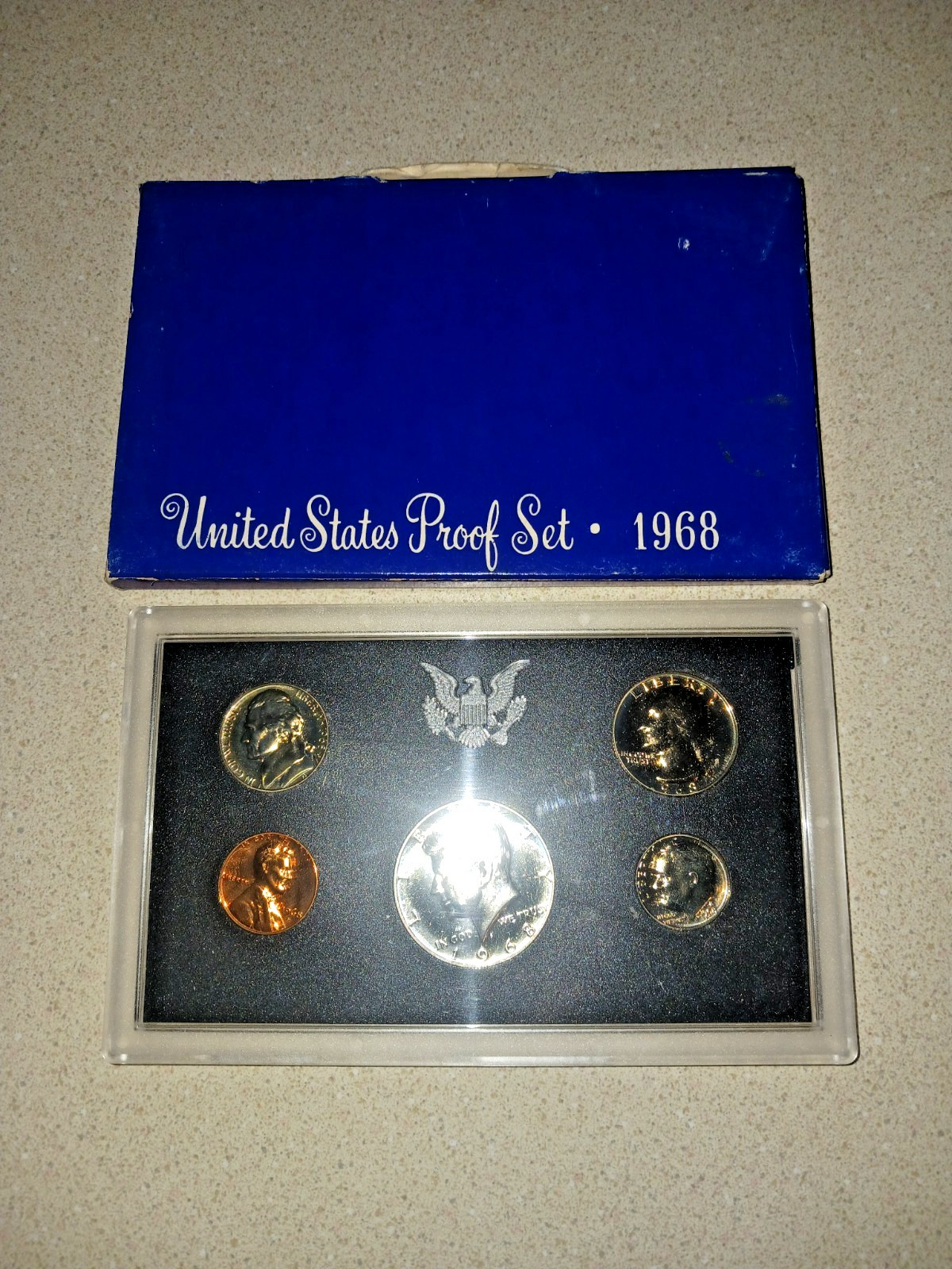 1968 United States Mint Proof Set w 40% Silver Kennedy Half Dollar