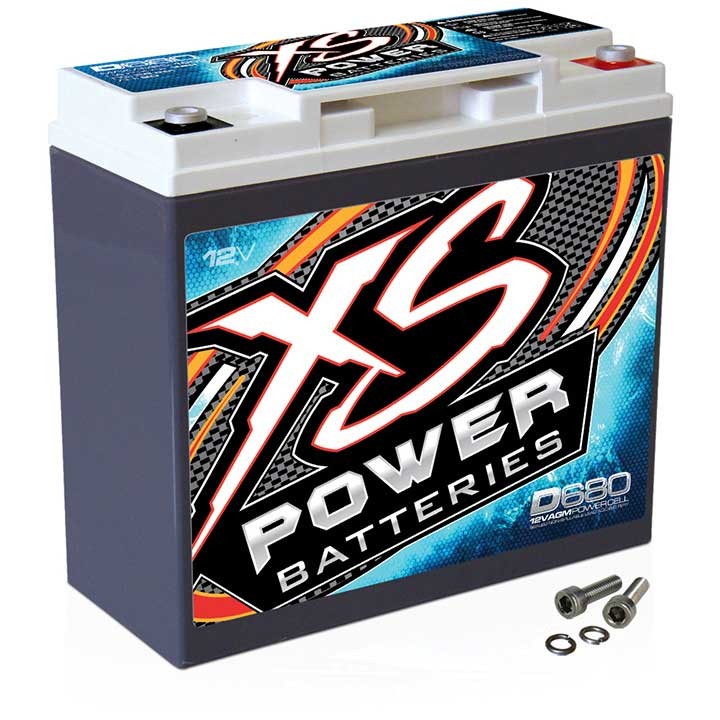 XS POWER D680 1000W 12-VOLT 20 Ah CAR AUDIO AGM POWER CELL BATTERY W/ HARDWARE