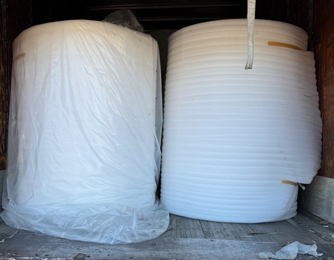 Foam Packaging Rolls by Truckload -white non-perforated rolls