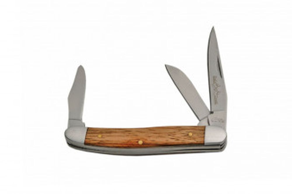 FOLDING POCKET KNIFE | 6" Rite Edge Classic Light Brown Wood 3 Blade