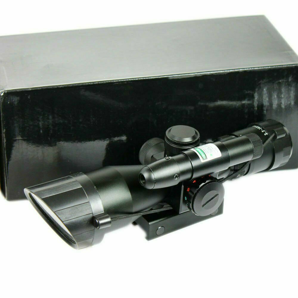 2.5-10X40 Rifle Scope with Green Laser Mini Reflex 3 MOA Red Dot Sight