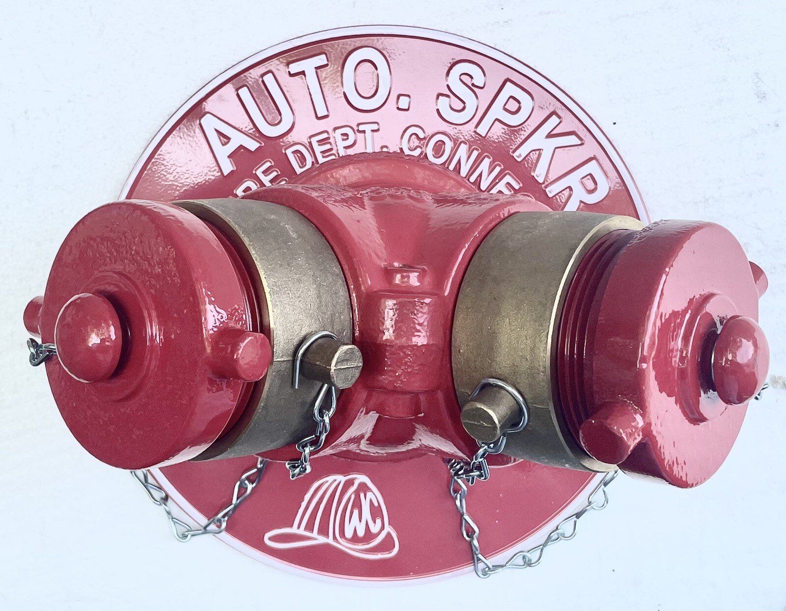 Fire Department Connection 4" NPT x 2-1/2" x 2-1/2" Kit with Red Plugs & Plate