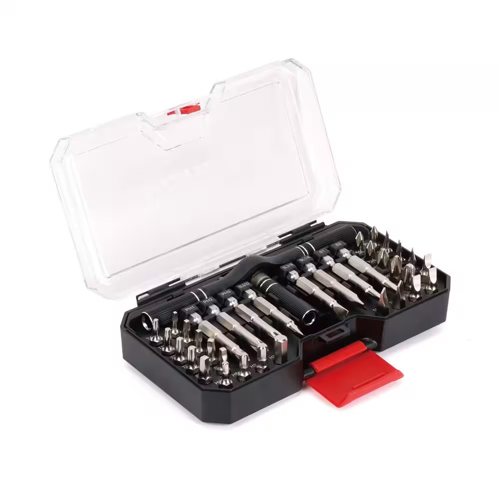 Husky Ratcheting Screwdriver Bit Set 40 Piece Magnetic T Handle Driver Case
